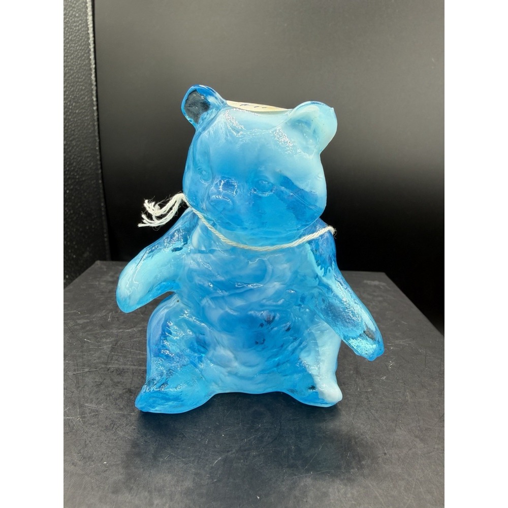 Vintage Mosser Glass-Standing Bear Figurine-Cloud Nine Blue Slag #11 - NOS